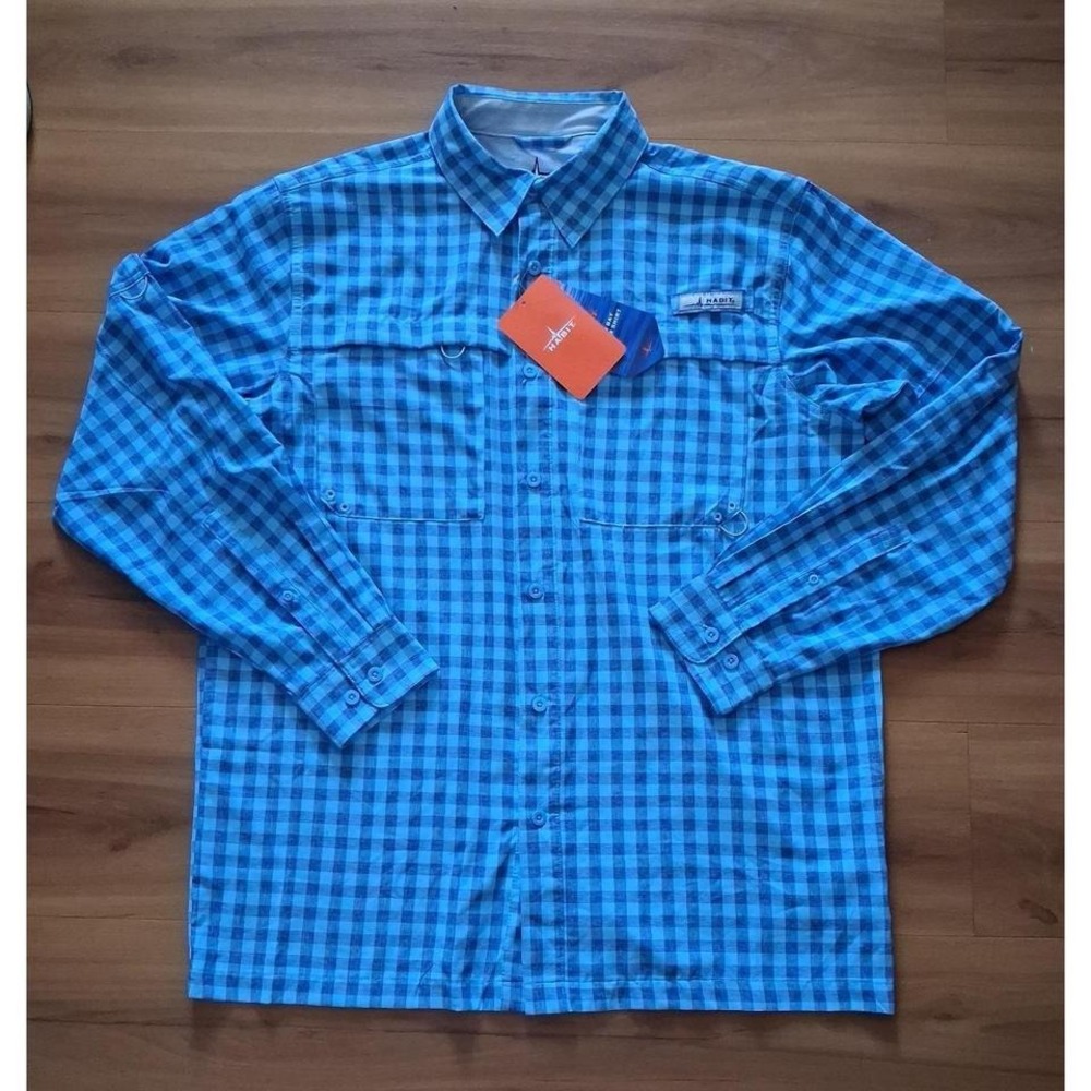 Mens Nwt‎ Habit Fishing vPerformance Checkered Button Shirt